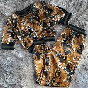 Tiger Print Two-Piece Jogger Set, Size Small